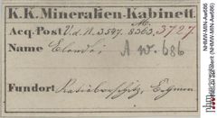 Etiketten zu Sphalerit (NHMW-MIN-Aw686)